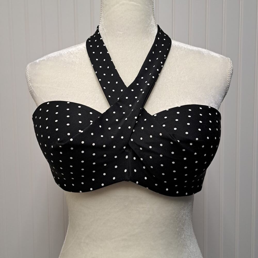 Coco Reef Bikini Top Womens 36/38 C Black White Polka Dot Underwire Swim Bathing